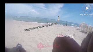 Kriss Hotwife Approaches two Strangers On Beach While Masturbating