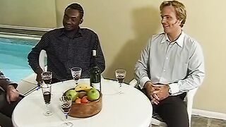 British cougar has Interracial swinger sex by a Pool