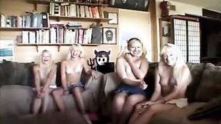 Milton Twins with dyke friends licks vagina