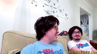 British whore eats 2 cocks inside 3some