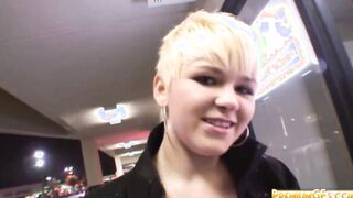 point of view blonde whore eats penis