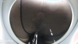 Pissing into stockings on concealed camera