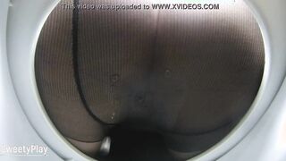 Pissing into stockings on concealed camera