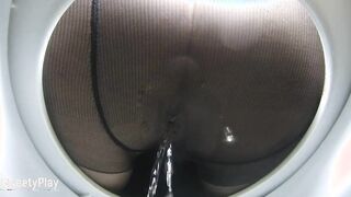 Pissing into stockings on concealed camera