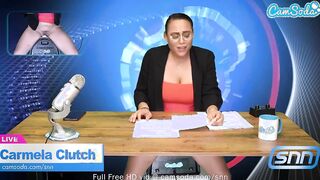 sexy cougar with Big Jugs masturbates on air while reading