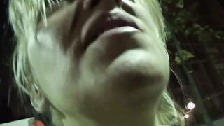Nylon blonde masturbates her cunt with willing fingering