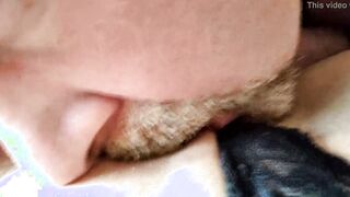 Shaved daddy blows a toy, and then fucks his perky
