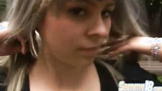 Slim 18 year old Sammy 18 year old snatch screwed after giving bj