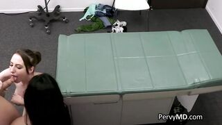 Long hooters 3 way on the exam table during check up