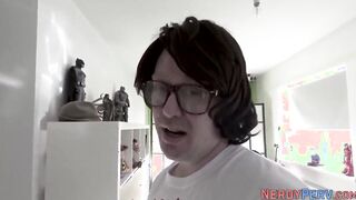 Nerds cum on amateurs face