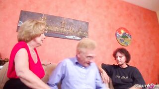 German Grandmother and Older Dude Seduce Older Neighbour to Threesome