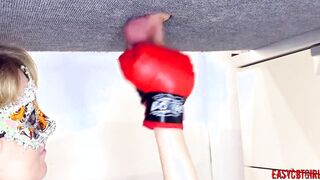 A brave cunt with mouth smashes nuts inside the new Ballbusting boxing vid