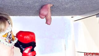 A brave cunt with mouth smashes nuts inside the new Ballbusting boxing vid