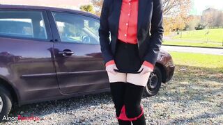 Ainoa showing off boots and miniskirt