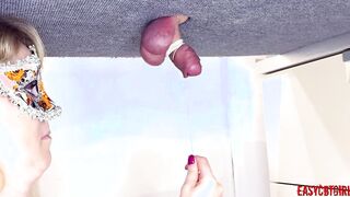 I play with a tiny penis on the milking board