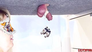 I play with a tiny penis on the milking board