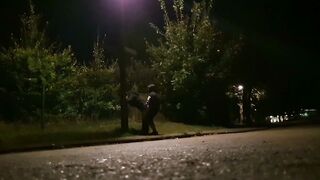 Boned outdoor during an evening stroll