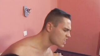 2 Cutie boobs chicks into bed got gorgeous fucking from stud