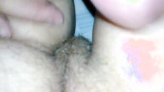 Cumming on her twat from the back