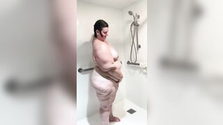 A nice open shower with me inside the hotel