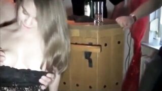Bf shares his big titted lover with strangers inside night club