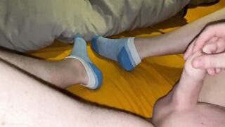 Full Orgasm Socks feet Bondage german man. His Dick is real Nice when cum.