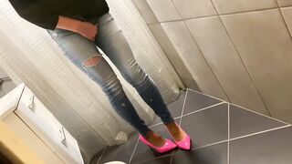 Desperate Pissing into my Jeans next he Peeing on Me and on end offer him