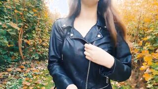 Boobwalk: Leather Jacket, Fine Mesh Bra. Rough Nipples.