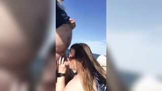 BBW sucking off dick at the beach