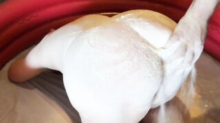 Spank her booty glazed with powder