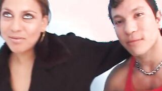 Latin whore ride cock while other bro plays with her vagina
