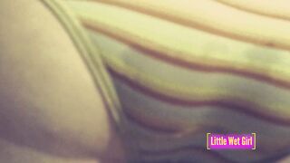 Desperate pee inside shorts and lingerie on the stairs