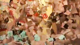 Blonde gets gang plowed inside all holes at once