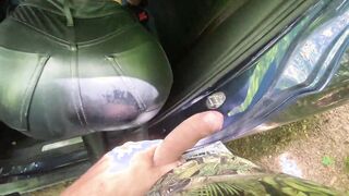 leather is fuck outdoors