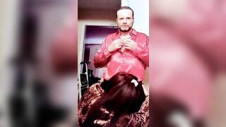 Sophia Satinata Inside satin Leopard Blouse Blows is dick