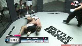 Petite black Bae with tiny boobies fucks inside the boxing ring