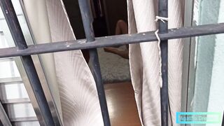 Was caught filming beauty red haired masturbating through window