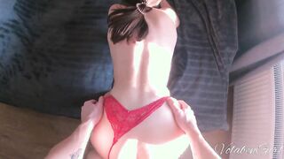 Fucking a Sporty babe inside Red Underwear POV