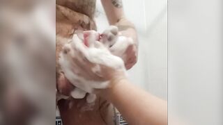 finger fuck my dick with a soapy sponge #1