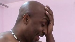 Ebony stud fucks a thick black whore indoors then jizzes