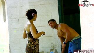 French dark haired amateur eighteen is cheating public
