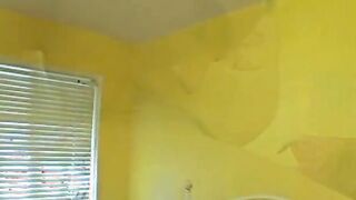 Old brown-haired women pounded by white rod inside the bedroom
