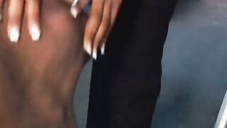 Ebony stud gets toy inside booty gang bang film
