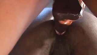 Ebony stud gets toy inside booty gang bang film