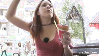 Red Headed Beauty Plays Outdoor