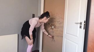 Gloryhole bimbo blows and jerks my cock to got through