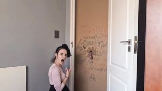 Gloryhole bimbo blows and jerks my cock to got through