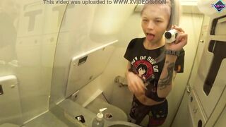 babe bitch get freaky on the plane and masturbates into