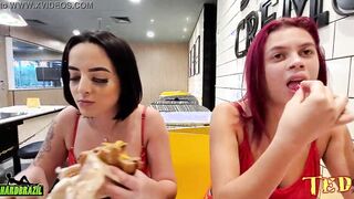 2 younggirls decide to got ready into McDonald's and take