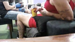 hot red haired gets excited with the pain of the tattoo